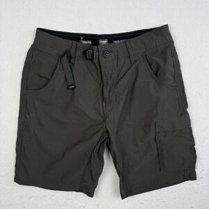PrAna Shorts Mens 30 Gray Hiking Outdoor Stretch Quick Dry Cargo Belted 8 Inseam